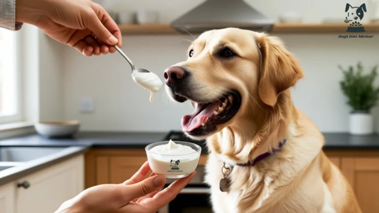 A Man give the yogurt to his puppy